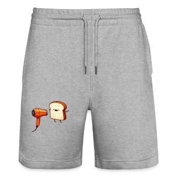 Toast mit Fön Toasten Cartoon - Stanley/Stella Unisex Bio Joggingshorts Trainer  - Grau meliert - Vorne - Nik (191cm) & Marisol (170cm)