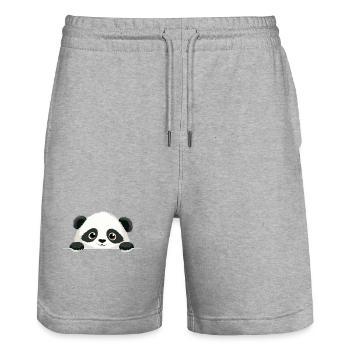Panda Peeking Cute Adorable Funny Animal Cartoon - Stanley/Stella Trainer Unisex Organic Jogging Shorts - heather grey - Front - Nik (191cm) & Marisol (170cm)