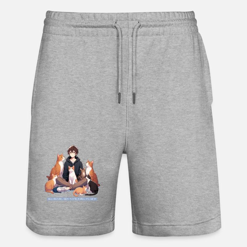 Chat Anime Drôles D’animaux - Short de jogging bio TRAINER Stanley/Stella unisexe - gris chiné