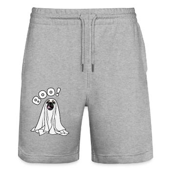Halloween Hunde Geist - Stanley/Stella Unisex Bio Joggingshorts Trainer  - Grau meliert - Vorne - Nik (191cm) & Marisol (170cm)