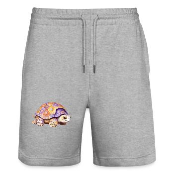 Tortue Ludique Adorable Amusant Animal Coloré - Short de jogging bio TRAINER Stanley/Stella unisexe - gris chiné - Devant - Nik (191cm) & Marisol (170cm)