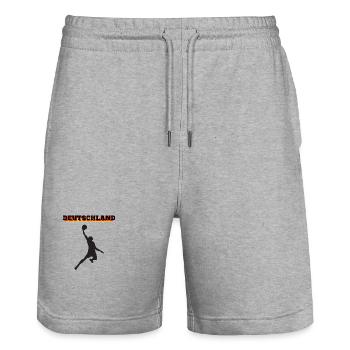 Basketball Sieg Deutschland - Stanley/Stella Unisex Bio Joggingshorts Trainer  - Grau meliert - Vorne - Nik (191cm) & Marisol (170cm)