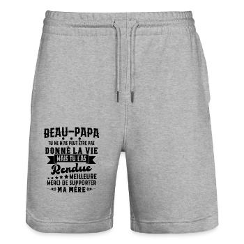 Homme Idée Cadeau Fête Des Pères Pour Un Beau Père - Short de jogging bio TRAINER Stanley/Stella unisexe - gris chiné - Devant - Nik (191cm) & Marisol (170cm)