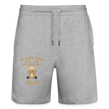 Je M'en Fous Je Suis Une Loutre Humour Cadeau - Short de jogging bio TRAINER Stanley/Stella unisexe - gris chiné - Devant - Nik (191cm) & Marisol (170cm)