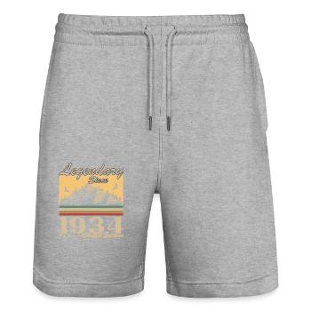 Legendary Since 1934 Vintage Birthday Gift - Stanley/Stella Trainer Unisex Organic Jogging Shorts - heather grey - Front - Nik (191cm) & Marisol (170cm)