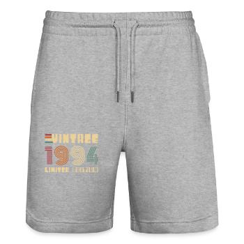 Original 1994 Vintage Vintage Birthday Gift - Stanley/Stella Trainer Unisex Organic Jogging Shorts - heather grey - Front - Nik (191cm) & Marisol (170cm)