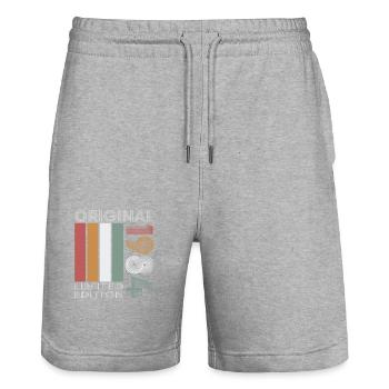 Vinatge 1984 Geburtstagsgeschenk - Stanley/Stella Unisex Bio Joggingshorts Trainer  - Grau meliert - Vorne - Nik (191cm) & Marisol (170cm)