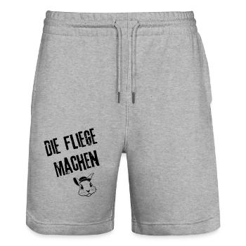 Fliegenes Design | Redewendung - Stanley/Stella Unisex Bio Joggingshorts Trainer  - Grau meliert - Vorne - Nik (191cm) & Marisol (170cm)