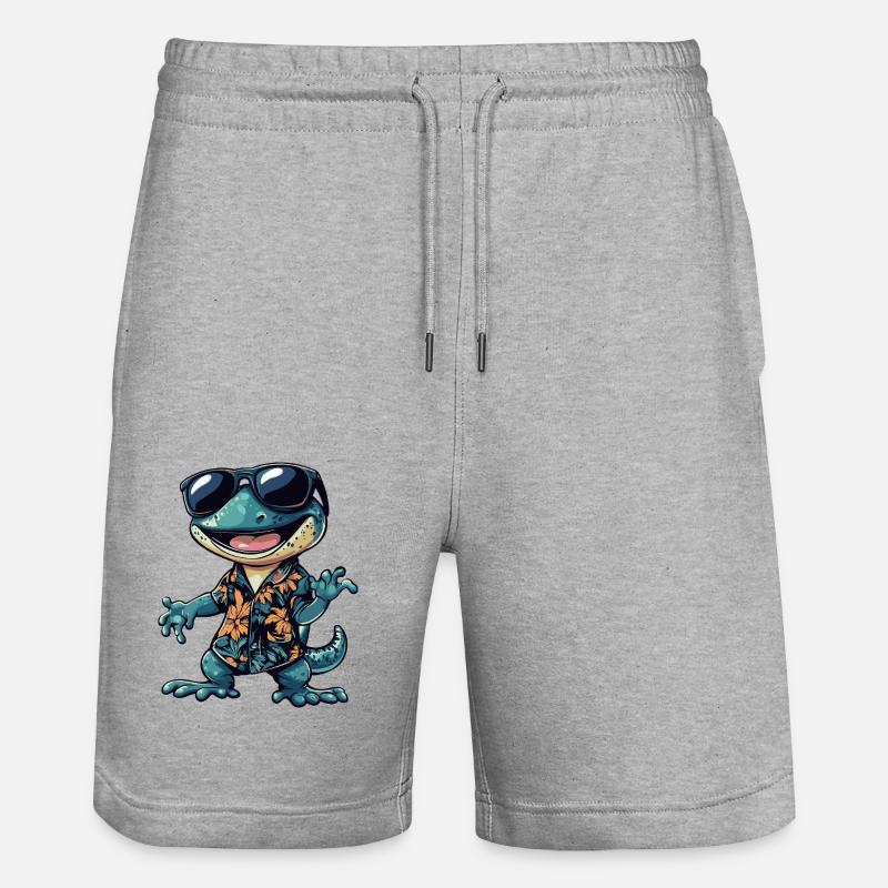 Echse Comic Lustig Sommer - Stanley/Stella Unisex Bio Joggingshorts Trainer  - Grau meliert
