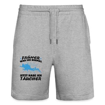 Früher war ich normal jetzt habe ich taucher - Stanley/Stella Unisex Bio Joggingshorts Trainer  - Grau meliert - Vorne - Nik (191cm) & Marisol (170cm)