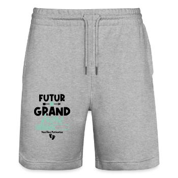 Futur grand frère veuillez patienter - Short de jogging bio TRAINER Stanley/Stella unisexe - gris chiné - Devant - Nik (191cm) & Marisol (170cm)