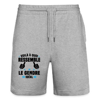 Voilà à quoi ressemble le gendre idéal - Short de jogging bio TRAINER Stanley/Stella unisexe - gris chiné - Devant - Nik (191cm) & Marisol (170cm)