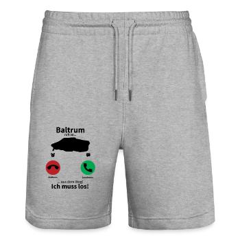 Baltrum Anruf Telefon Nordsee Insel Urlaub Reise - Stanley/Stella Unisex Bio Joggingshorts Trainer  - Grau meliert - Vorne - Nik (191cm) & Marisol (170cm)
