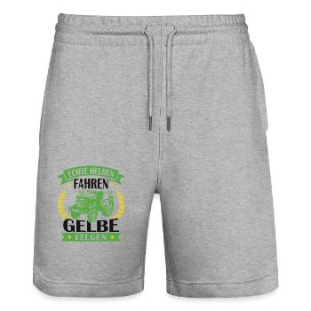 Echte helden fahren gelbe felgen - Stanley/Stella Unisex Bio Joggingshorts Trainer  - Grau meliert - Vorne - Nik (191cm) & Marisol (170cm)