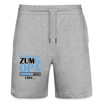 Beförderung zum Opa 2024 - Stanley/Stella Unisex Bio Joggingshorts Trainer  - Grau meliert - Vorne - Nik (191cm) & Marisol (170cm)