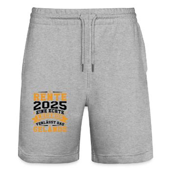 Rente 2025 eine echte legende verlässt das gelände - Stanley/Stella Unisex Bio Joggingshorts Trainer  - Grau meliert - Vorne - Nik (191cm) & Marisol (170cm)