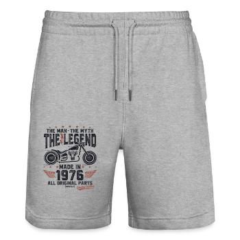 1976 Vintage Man Myth Legend Motorcycle - Stanley/Stella Trainer Unisex Organic Jogging Shorts - heather grey - Front - Nik (191cm) & Marisol (170cm)