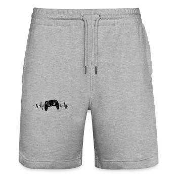 Battement de cœur du joueur - Short de jogging bio TRAINER Stanley/Stella unisexe - gris chiné - Devant - Nik (191cm) & Marisol (170cm)