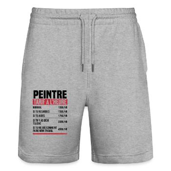 Maler Stundensatz Humor Geschenkidee - Stanley/Stella Unisex Bio Joggingshorts Trainer  - Grau meliert - Vorne - Nik (191cm) & Marisol (170cm)