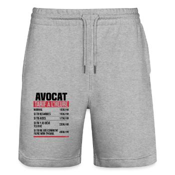 Avocado Stundensatz Humor Geschenkidee - Stanley/Stella Unisex Bio Joggingshorts Trainer  - Grau meliert - Vorne - Nik (191cm) & Marisol (170cm)