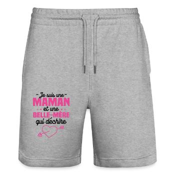 Ich bin eine Mutter und eine Schwiegermutter, die rocken - Stanley/Stella Unisex Bio Joggingshorts Trainer  - Grau meliert - Vorne - Nik (191cm) & Marisol (170cm)