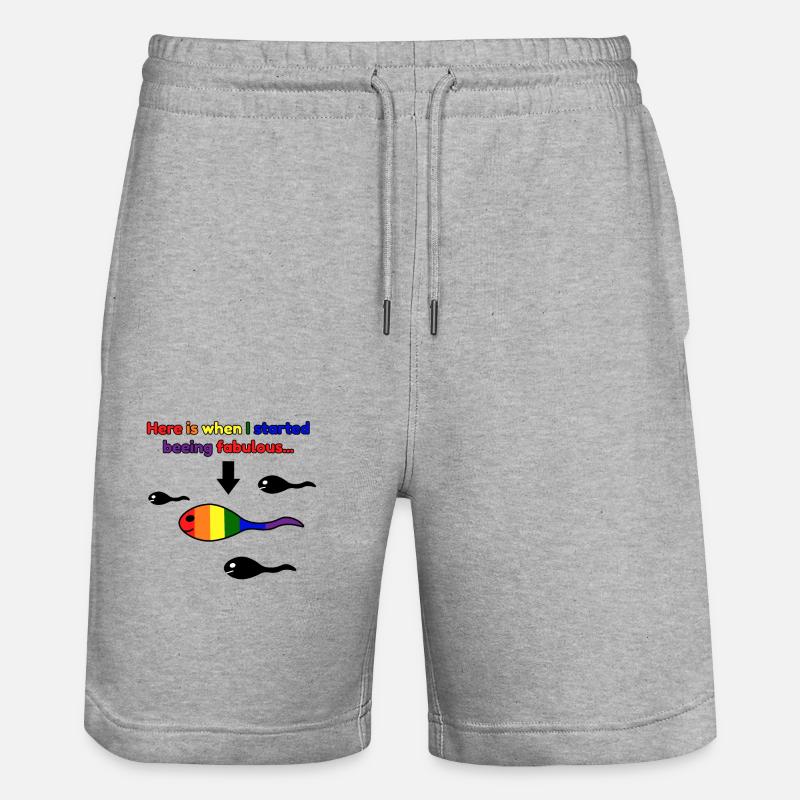 Têtards LGBT fabuleux arc-en-ciel - Short de jogging bio TRAINER Stanley/Stella unisexe - gris chiné