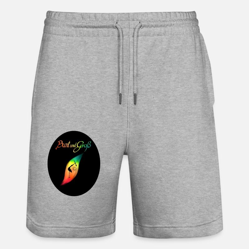 Logo bunt klein - Stanley/Stella Unisex Bio Joggingshorts Trainer - Grau meliert