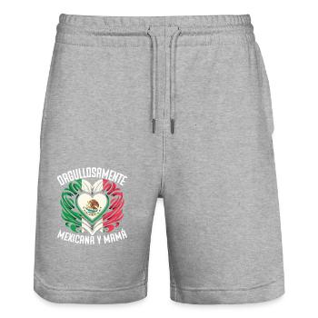 Mother's Day, Mexican Mom, Maternity, Best - Stanley/Stella Trainer Unisex Organic Jogging Shorts - heather grey - Front - Nik (191cm) & Marisol (170cm)