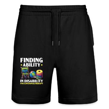 Ergotherapeut Ergotherapie - Stanley/Stella Unisex Bio Joggingshorts Trainer  - Schwarz - Vorne - Nik (191cm) & Marisol (170cm)