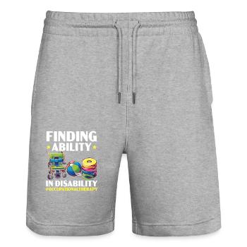 Occupational Therapist Occupational Therapy - Stanley/Stella Trainer Unisex Organic Jogging Shorts - heather grey - Front - Nik (191cm) & Marisol (170cm)