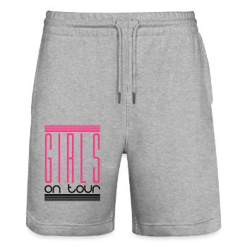 on tour on the road design weekend weekend girls - Stanley/Stella Trainer Unisex Organic Jogging Shorts - heather grey - Front - Nik (191cm) & Marisol (170cm)
