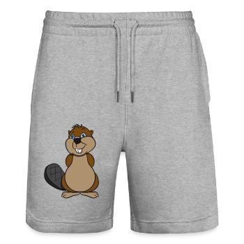 Beaver sweet sweet cheeky wood dam water forest animal - Stanley/Stella Trainer Unisex Organic Jogging Shorts - heather grey - Front - Nik (191cm) & Marisol (170cm)