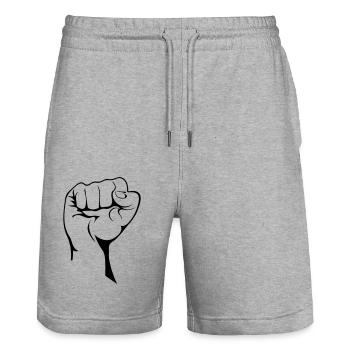 Geballte Faust - Stanley/Stella Unisex Bio Joggingshorts Trainer  - Grau meliert - Vorne - Nik (191cm) & Marisol (170cm)