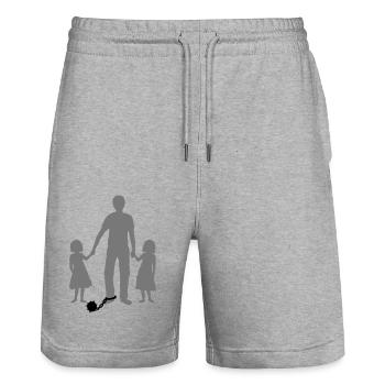 Daughters Captive Father - Stanley/Stella Trainer Unisex Organic Jogging Shorts - heather grey - Front - Nik (191cm) & Marisol (170cm)