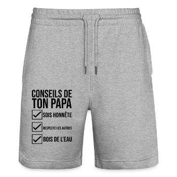 conseils de ton papa - Short de jogging bio TRAINER Stanley/Stella unisexe - gris chiné - Devant - Nik (191cm) & Marisol (170cm)