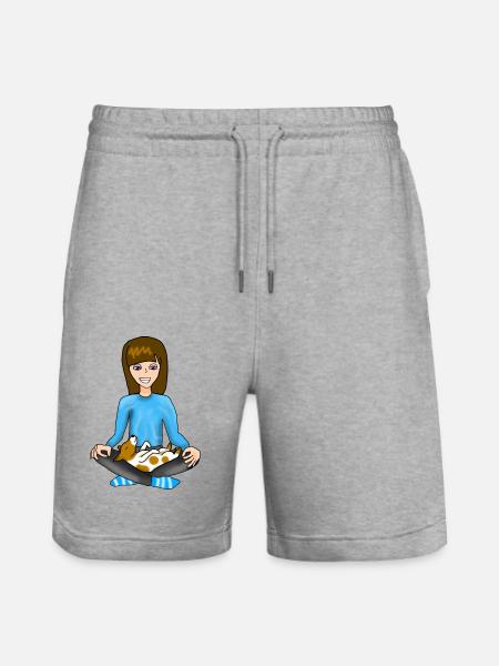 Meditating with your dog - Stanley/Stella Trainer Unisex Organic Jogging Shorts - heather grey
