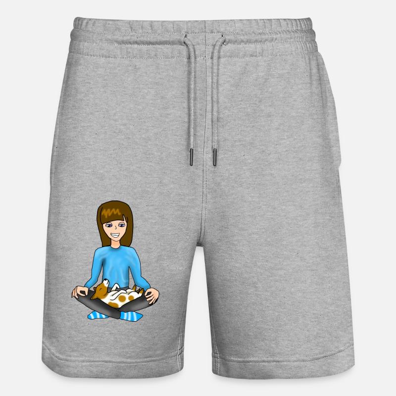 Méditer avec un chien - Short de jogging bio TRAINER Stanley/Stella unisexe - gris chiné