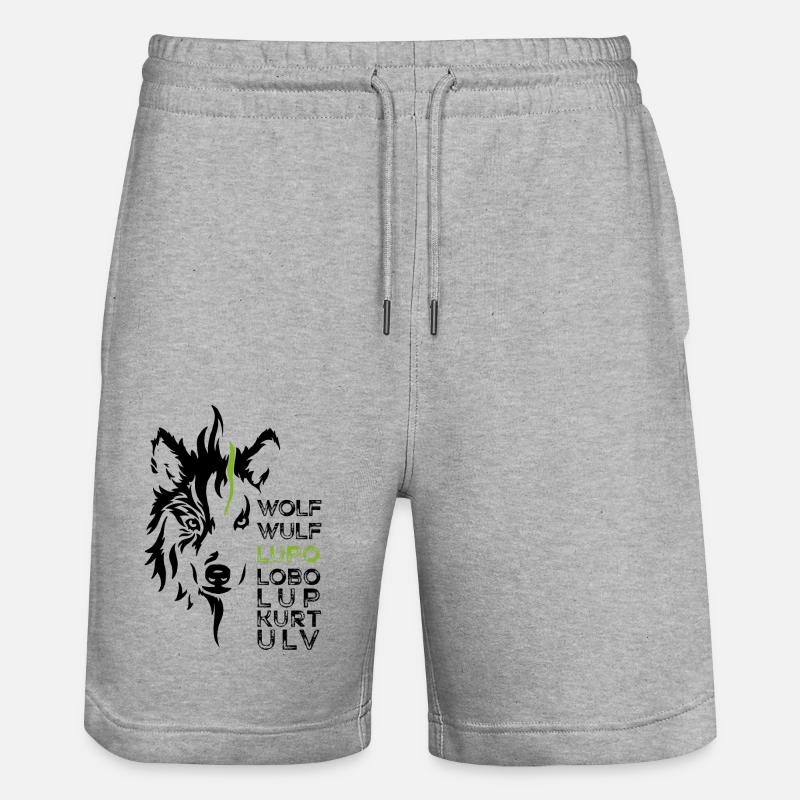 GOWILD Wolf - design allover - noir-vert - Short de jogging bio TRAINER Stanley/Stella unisexe - gris chiné