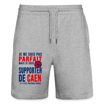 supporter football Caen Cadeau foot caennais - Short de jogging bio TRAINER Stanley/Stella unisexe - gris chiné - Devant - Nik (191cm) & Marisol (170cm)