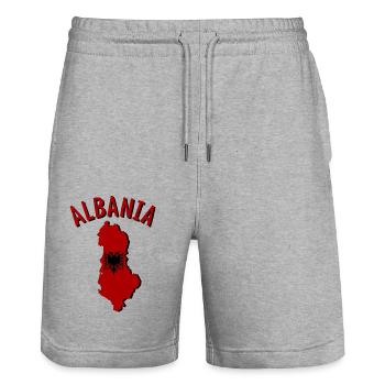 Albanie Albanie Carte Flag - Short de jogging bio TRAINER Stanley/Stella unisexe - gris chiné - Devant - Nik (191cm) & Marisol (170cm)