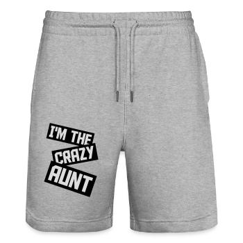 im the crazy aunt - Stanley/Stella Unisex Bio Joggingshorts Trainer  - Grau meliert - Vorne - Nik (191cm) & Marisol (170cm)