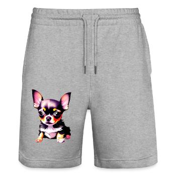 Chihuahua Dog Dog Owner Chihuahua Puppy - Stanley/Stella Trainer Unisex Organic Jogging Shorts - heather grey - Front - Nik (191cm) & Marisol (170cm)