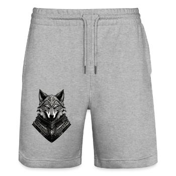 Wolf 5 By Pr3vise - Stanley/Stella Trainer Unisex Organic Jogging Shorts - heather grey - Front - Nik (191cm) & Marisol (170cm)