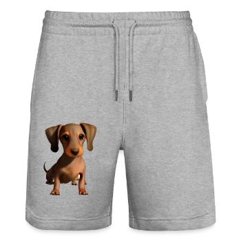 Chien Chien Propriétaire Teckel Chiens Teckel Chiot - Short de jogging bio TRAINER Stanley/Stella unisexe - gris chiné - Devant - Nik (191cm) & Marisol (170cm)