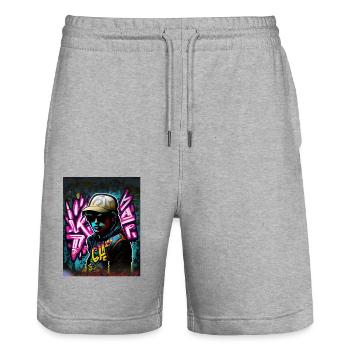 IMG 1638 - Stanley/Stella Unisex Bio Joggingshorts Trainer  - Grau meliert - Vorne - Nik (191cm) & Marisol (170cm)