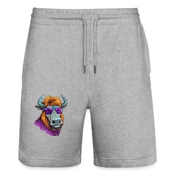 Jik le bison - Short de jogging bio TRAINER Stanley/Stella unisexe - gris chiné - Devant - Nik (191cm) & Marisol (170cm)