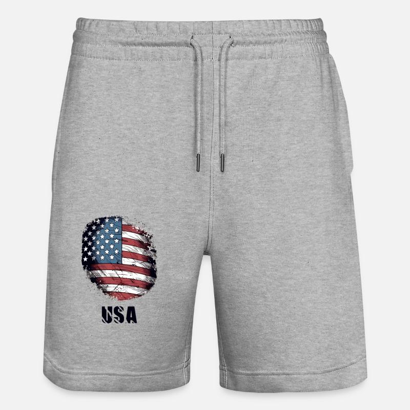 Drapeau USA - Short de jogging bio TRAINER Stanley/Stella unisexe - gris chiné