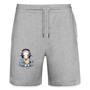 Liko le mouton mélomane - Short de jogging bio TRAINER Stanley/Stella unisexe - gris chiné - Devant - Nik (191cm) & Marisol (170cm)
