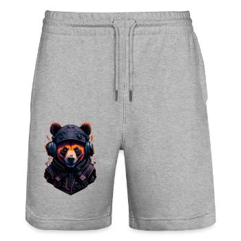 Panda - Stanley/Stella Unisex Bio Joggingshorts Trainer  - Grau meliert - Vorne - Nik (191cm) & Marisol (170cm)