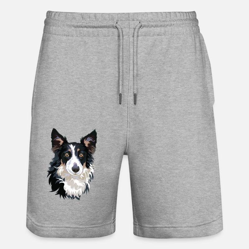 chien border collie - Short de jogging bio TRAINER Stanley/Stella unisexe - gris chiné
